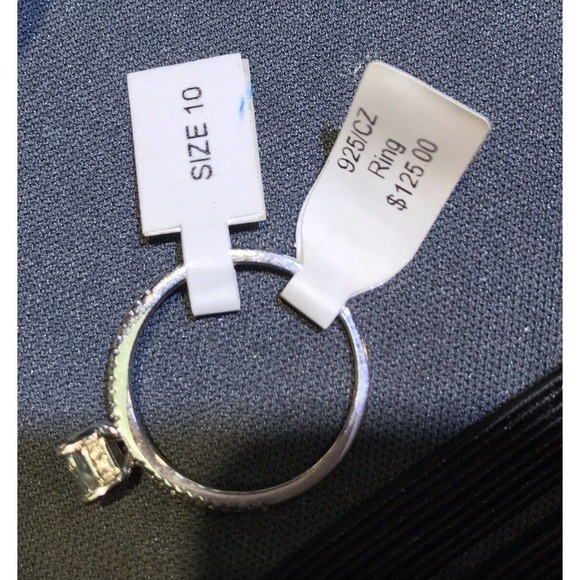 Robson Jewelers Ring Rectangle White CZ 925 Sterling Silver Sz10 Demure - Picture 5 of 5